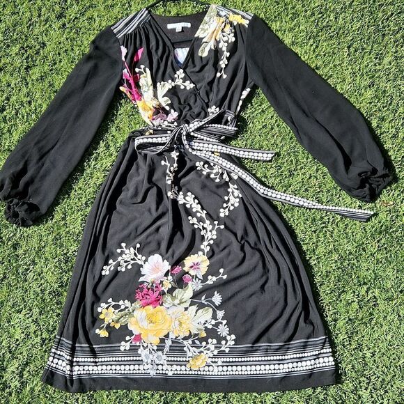 Studio one new York black dress with floral pattern women's size small - Picture 1 of 5